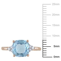 Miabella Women 2- Carat T.G.W. Перница со сино небо сина топаз и дијамант акцент 10kt розово злато коктел прстен