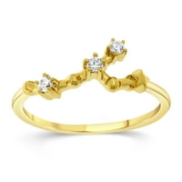 Наталија Дрејк CTTW Дијамант Бик Хороскоп прстен за жени во жолто позлатена сребрена големина