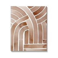 СТУПЕЛ ИНДУСТРИИ Апстрактни заоблени ленти линии кафеава галерија за сликање на акварел, завиткано платно, печатена wallидна