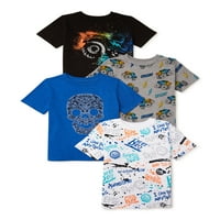 Garanimals Baby and Toddler Boy Graphic Shoftse T-Shirt, 4-пакет, големини 12M-5T