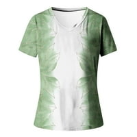 Дијанли Кошули За Жени Краток Ракав V - Вратот Цветни Печати Лето Основни Врвови Обични Лесни Лабави Дами Кошули Блузи Нане Зелена XL