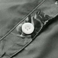 јуехао женски џеб за печатење плус големина блуза со кратки ракави лесна врвна кошула женски маици сива