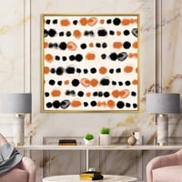 DesignArt 'Портокалова и црна полска точка' модерно врамен платно wallид за печатење