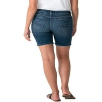 Co. Silver Jeans Co. Women'sенски Суки Среден пораст Бермуда шорцеви, големини на половината 24-36