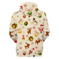 Мажи Обични Божиќни Дигитални Печатење Со Долги Ракави Спортски Пуловер Качулка Ист Стил За Мажи И Жени Празнични Врвови Блуза