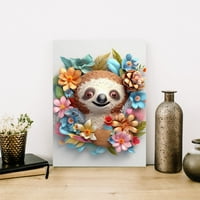 Диви цвеќиња мрзливост - 3д Животински Платно Постер Уметност Отпечатоци - € Совршен Дом Декор Парче