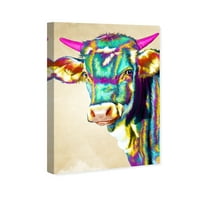 Wynwood Studio Animals Wall Art Canvas Prints 'Color Glam Cow' Farm Animals - зелена, розова