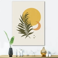 Апстрактна месечина и жолто сонце со тропски лист I сликање на платно уметничко печатење