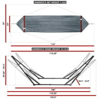 Прилагодливиот хамак за прилагодување на Транкило склопувачки хамак со штанд - штанд за пикник хамак и слоевит полиестерска