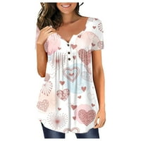 Печатени Блузи со кратки Ракави Рекреативни Модни Врвови За Вратот За Жени Разнобојни 2XL