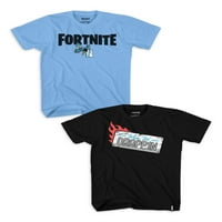 Графичка маица со кратки ракави на Boys Fortnite Boys, 2-пакет, големини 8-18