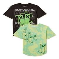 Minecraft Boys Tie Graphic T-Shirt, 2-пакет, големини XS-XXL
