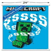 Minecraft-Creeper Sss Ѕид Постер Со Дрвена Магнетна Рамка, 22.375 34