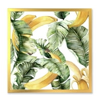 DesignArt „Лисја со зрели банани на наутички и крајбрежен врамен уметнички принт