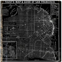 Мапи и знамиња на пистата Авенија и знамиња, мапата на Фауст на Сан Франциско 1882 година, мапи на градовите на САД - црно,