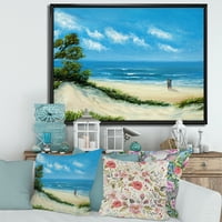 DesignArt „Двојка на плажа на сончева светлина“ Наутички и крајбрежен врамен платно wallиден печатење