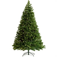 Aukfa 7.5ft Вештачко новогодишно дрво Божиќно дрво, новогодишни елки со преклопени цврсти метални нозе и пред-стринг LED светла